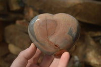 Polished Polychrome Jasper Hearts  x 6 From Mahajanga, Madagascar