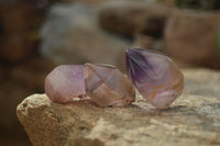 Polished Single Window Amethyst Crystals x 20 From Ankazobe, Madagascar