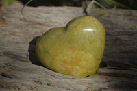 Polished Green Opal Gemstone Hearts  x 6 From Antsirabe, Madagascar