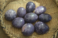 Polished Purple Lepidolite Palm Stones  x 12 From Zimbabwe