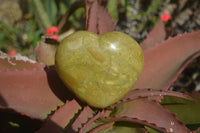 Polished Green Opal Gemstone Hearts  x 6 From Antsirabe, Madagascar