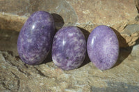 Polished Purple Lepidolite Palm Stones  x 12 From Zimbabwe