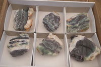 Polished  One Side Polished Watermelon Fluorite Pieces  x 6 From Uis, Namibia