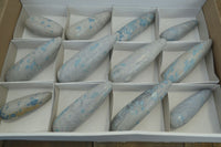 Polished Blue Spotted Spinel Quartz Massage Wands x 12 From Madagascar