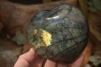 Polished  Puffy Labradorite Gemstone Hearts  x 2 From Tulear, Madagascar