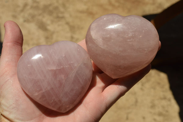 Polished Pink Rose Quartz Hearts  x 6 From Ambatondrazaka, Madagascar - TopRock