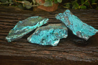 Natural Blue Silica Chrysocolla Specimens x 3 From Congo