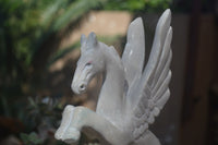 Polished White Marble Pegasus Carving x 1 From Zimbabwe