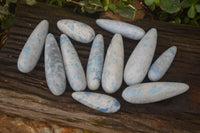 Polished Blue Spotted Spinel Quartz Massage Wands x 12 From Madagascar