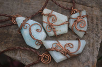 Polished Mixed Copper Wire Wrapped Jewellery Pendants x 6 From Congo - Toprock Gemstones and Minerals 