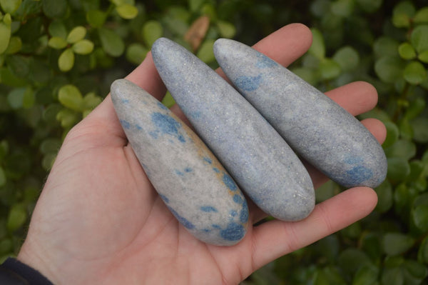 Polished Blue Spotted Spinel Quartz Massage Wands x 12 From Madagascar