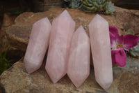 Polished Double Terminated Pink Rose Quartz Points  x 4 From Ambatondrazaka, Madagascar - TopRock