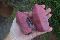 Polished Bright Pink Rhodonite Points  x 3 From Madagascar - Toprock Gemstones and Minerals 