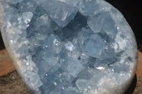 Polished Blue Celestite Crystal Centred Egg x 1 From Sakoany, Madagascar - Toprock Gemstones and Minerals 