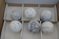 Polished White Howlite Spheres  x 6 From Zimbabwe