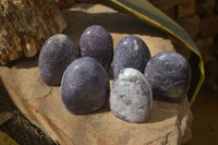 Polished Purple Lepidolite Standing Free Forms  x 6 From Madagascar