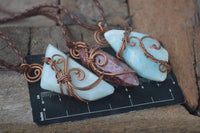 Polished Mixed Copper Wire Wrapped Jewellery Pendants x 6 From Congo - Toprock Gemstones and Minerals 