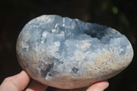 Polished Blue Celestite Crystal Centred Egg x 1 From Sakoany, Madagascar - Toprock Gemstones and Minerals 