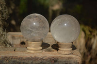 Polished Clear Quartz Crystal Balls  x 2 From Ambatondrazaka, Madagascar