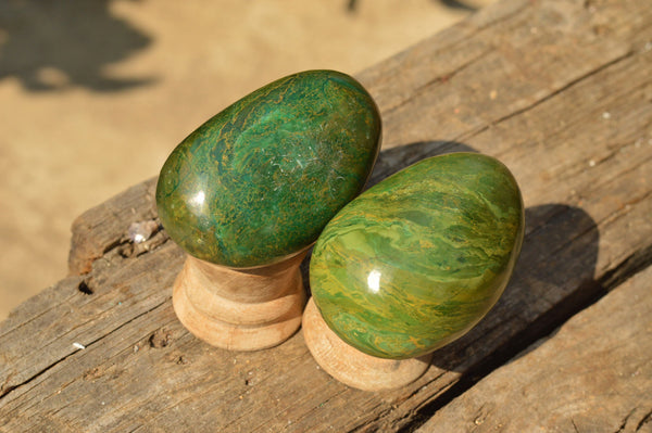 Polished Green Verdite Palm Stones & Standing Free Forms  x 6 From Zimbabwe - TopRock