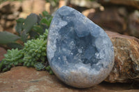 Polished Blue Celestite Crystal Centred Egg x 1 From Sakoany, Madagascar - Toprock Gemstones and Minerals 