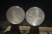 Polished Clear Quartz Crystal Balls  x 2 From Ambatondrazaka, Madagascar