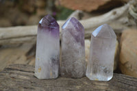 Polished Smokey Window Amethyst Points x 6 From Madagascar