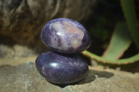 Polished Purple Lepidolite Palm Stones  x 12 From Zimbabwe