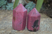 Polished Bright Pink Rhodonite Points  x 3 From Madagascar - Toprock Gemstones and Minerals 