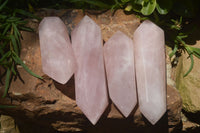 Polished Double Terminated Pink Rose Quartz Points  x 4 From Ambatondrazaka, Madagascar - TopRock