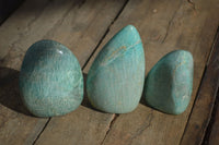 Polished Blue Amazonite Standing Free Forms  x 3 From Madagascar