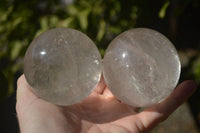 Polished Clear Quartz Crystal Balls  x 2 From Ambatondrazaka, Madagascar