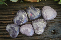 Polished Purple Lepidolite Hearts With Pink Rubellite On Some  x 6 From Madagascar - Toprock Gemstones and Minerals 