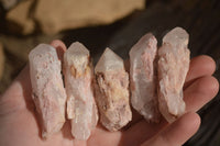 Natural Pink Hematoid Candle Quartz Crystals  x 35 From Madagascar