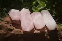 Polished Double Terminated Pink Rose Quartz Points  x 4 From Ambatondrazaka, Madagascar - TopRock