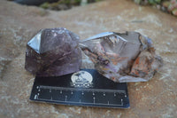 Polished Smokey Window Amethyst Points x 6 From Madagascar