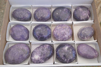 Polished Purple Lepidolite Palm Stones  x 12 From Zimbabwe