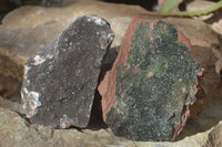 Natural Rare Libethenite Crystals With Drusy Dolomite On Banded Ironstone Matrix x 2 From Congo