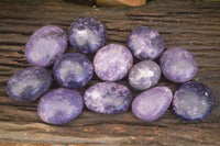 Polished Purple Lepidolite Palm Stones  x 12 From Zimbabwe