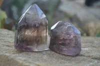 Polished Smokey Window Amethyst Points x 6 From Madagascar