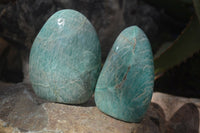 Polished Blue Amazonite Standing Free Forms  x 3 From Madagascar