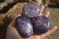 Polished Purple Lepidolite Palm Stones  x 12 From Zimbabwe