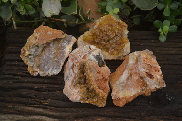 Natural Limonite Quartz Clusters x 4 From Solwezi, Zambia