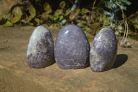 Polished Purple Lepidolite Standing Free Forms  x 6 From Madagascar