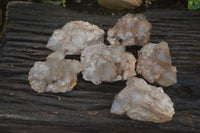 Natural Cascading White Phantom Smokey Quartz Crystals x 6 From Luena, Congo