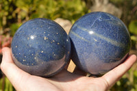 Polished Blue Lazulite Spheres  x 2 From Ambatfinhandrana, Madagascar - TopRock