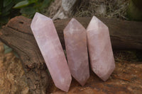 Polished Double Terminated Pink Rose Quartz Points  x 4 From Ambatondrazaka, Madagascar - TopRock