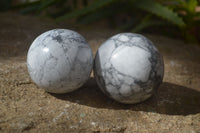 Polished White Howlite Spheres  x 6 From Zimbabwe