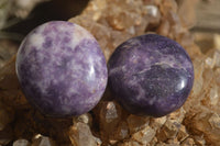 Polished Purple Lepidolite Palm Stones  x 12 From Zimbabwe