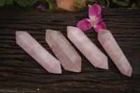 Polished Double Terminated Pink Rose Quartz Points  x 4 From Ambatondrazaka, Madagascar - TopRock